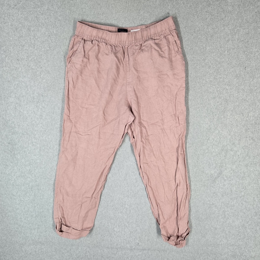 Rachel Roy Women Pants L Pink Jogger Linen 24" Inseam Elastic Waist Coastal
